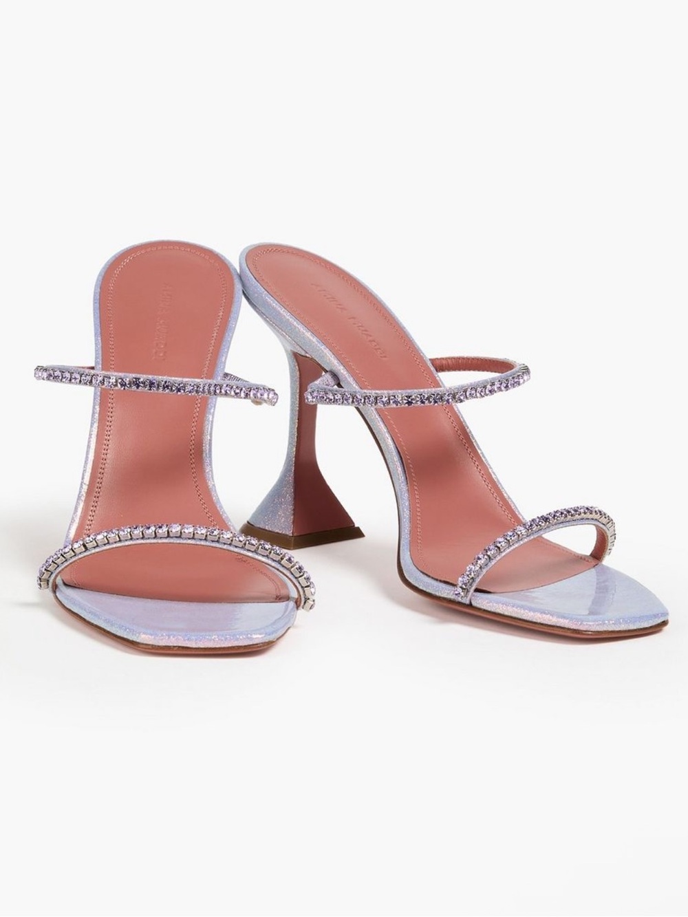 NWT Amina Muaddi Lilac Crystal-Embellished Slide Sandal Authentic - Picture 5 of 8
